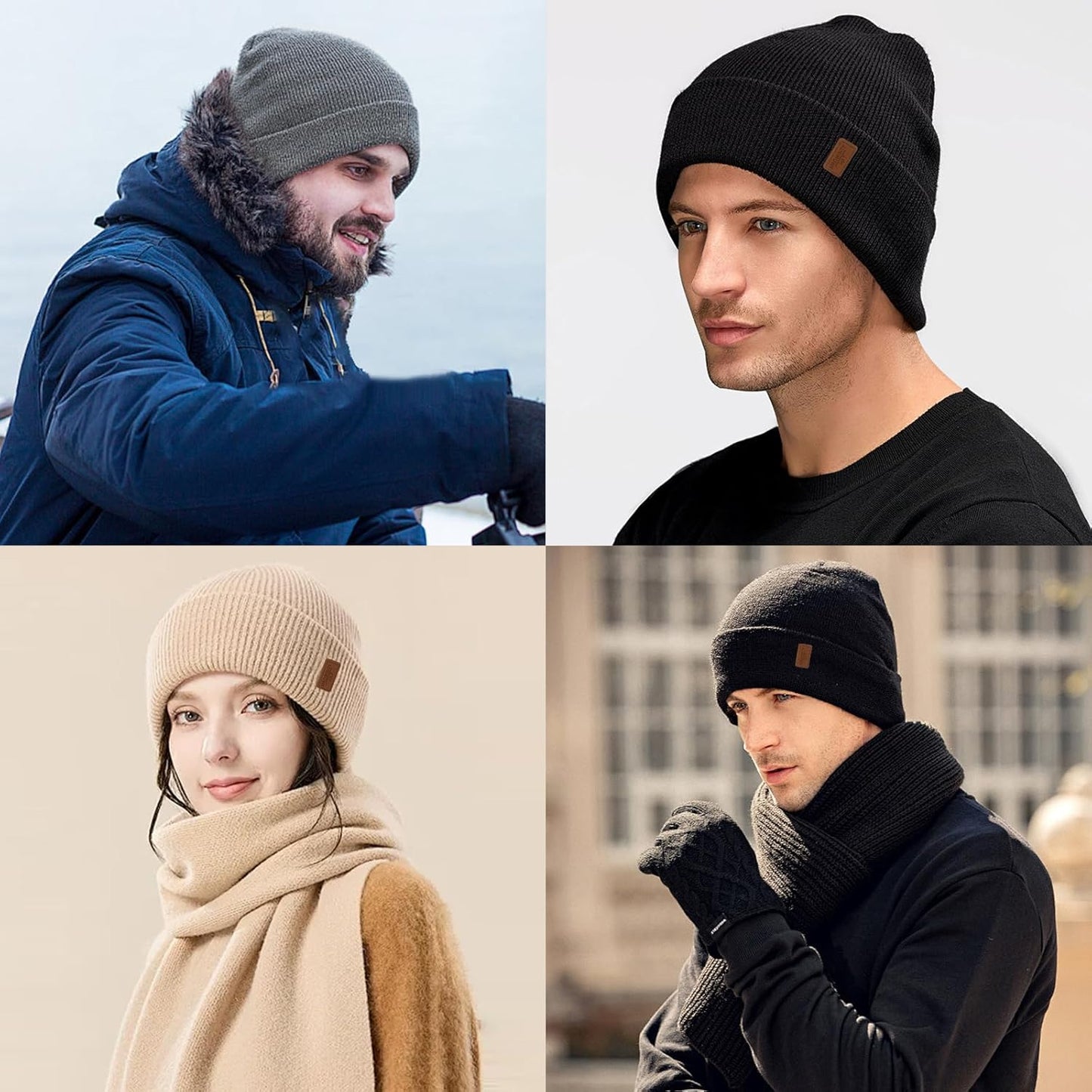 Unisex Fleece-Lined Knit Beanie: Cuffed Skull Cap for Winter Running, Cycling, Skiing - Men's & Women's Stocking Hat