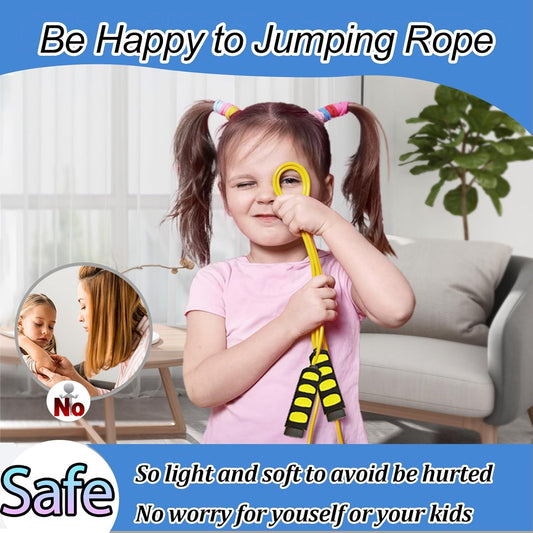 Ponydash Lightweight Adjustable Jump Ropes (2 Pack) - Durable Fitness-Speed Rope for Kids, Women, Men, Youth; Foam Grip Handles for Comfortable Workouts.