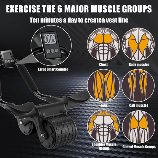 Uota Elbow Support Automatic Rebound Abdominal Wheel,Ab Roller for Abdominal Exercise Machine,Abs Workout Equipment,Dolly Core Strengthening Trainer Fitness Belly Training