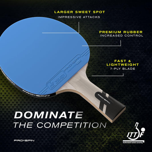 ITTF-Approved PRO-SPIN Paddles: Superior Control Table Tennis Rackets with Carbon Fiber Blade & Premium 2.0mm Rubber Sponges