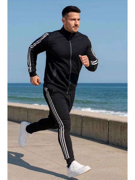 Men's Athletic Tech Fleece Tracksuit - 2-Piece Hoodie & Jogger Set (S-3XL)