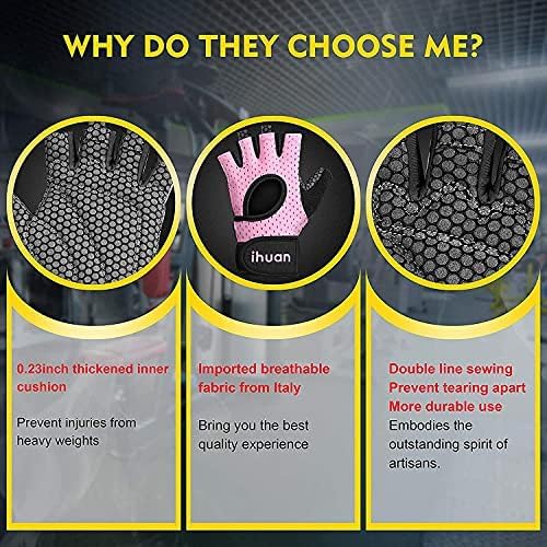 iHuan Breathable Gym Gloves: Fingerless Wrist Support, Enhanced Palm Protection, Extra Grip for Weightlifting, Rowing, Pull-ups