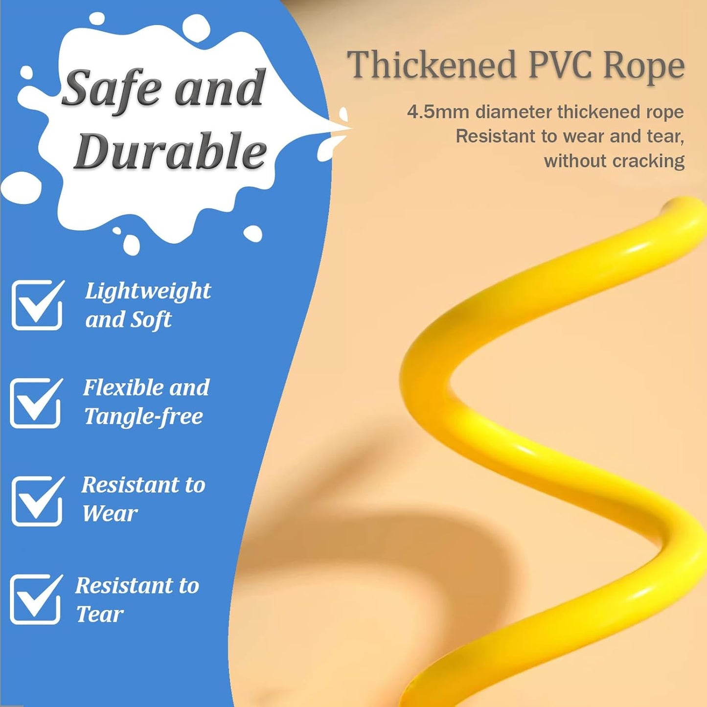 Ponydash Lightweight Adjustable Jump Ropes (2 Pack) - Durable Fitness-Speed Rope for Kids, Women, Men, Youth; Foam Grip Handles for Comfortable Workouts.