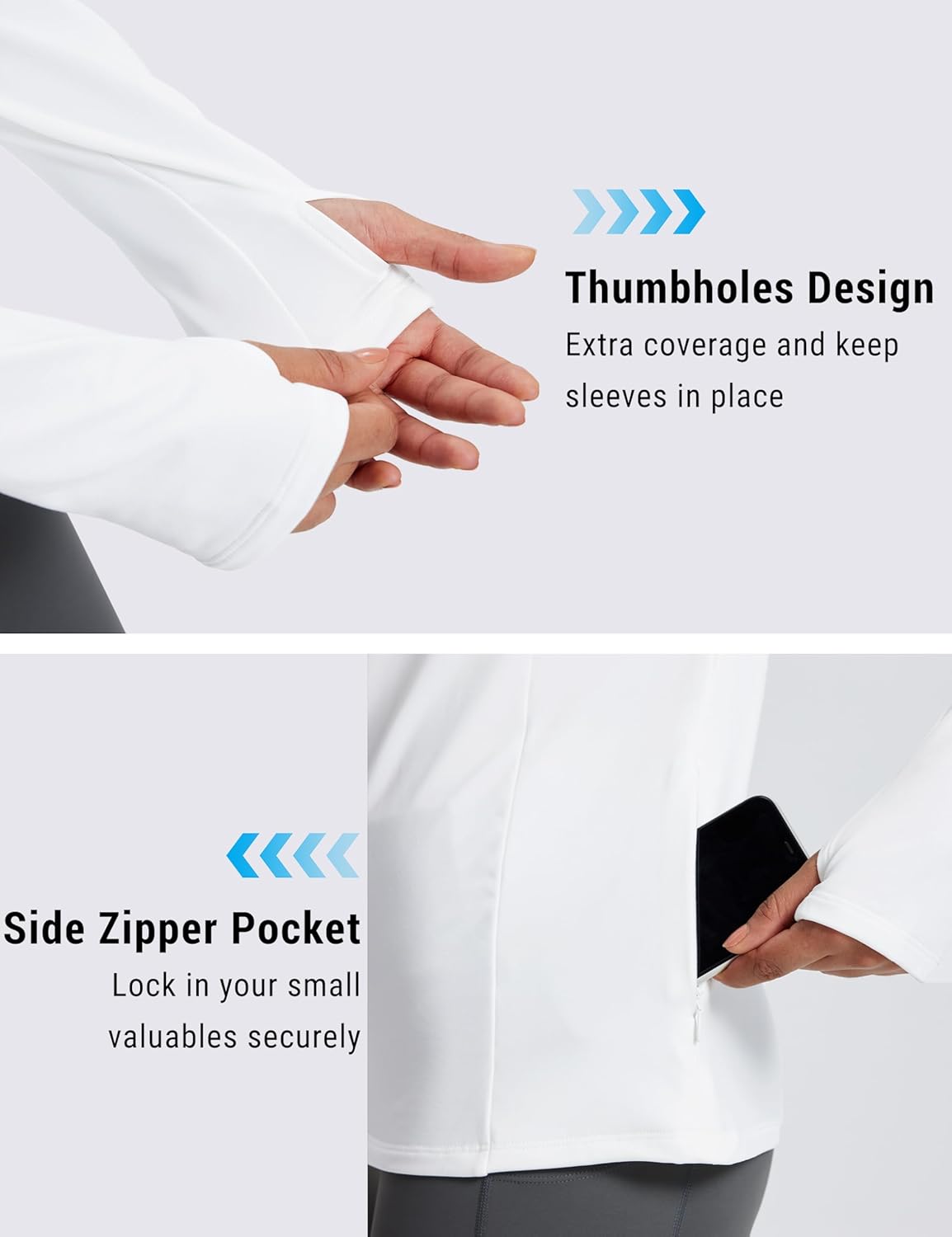 MAGCOMSEN Women's Thermal Long Sleeve Base Layer Top: Fleece-Lined, Warm, Athleticwear with Pocket - Ideal for Running & Winter Workouts.