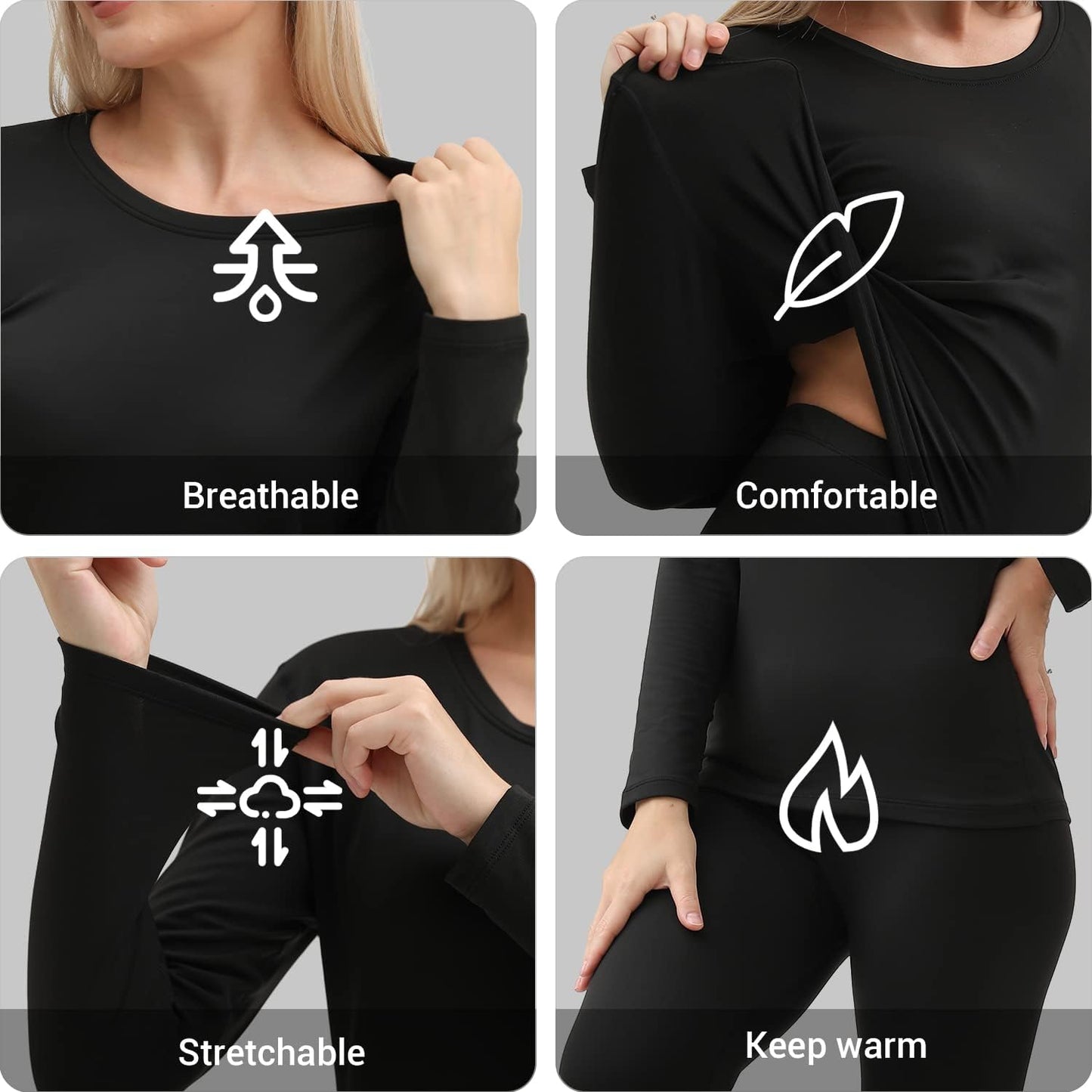 PISIQI Women's Thermal Underwear Set - Ultra-Soft Base Layer for Skiing, Winter Sports & Outdoor Activities