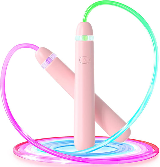 Adjustable LED Jump Rope for Kids & Adults: Colorful, Glowing Skipping Rope for Fitness & Workouts.