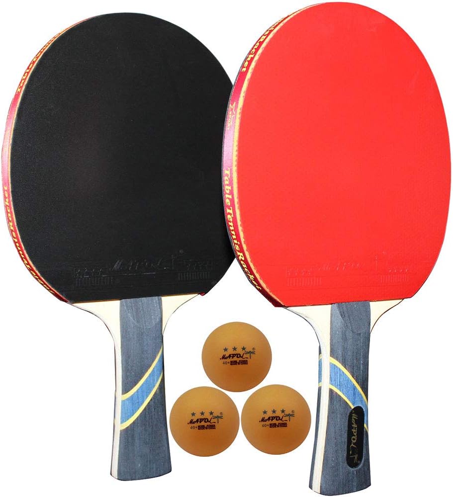 MAPOL 2 Pack of 4 Star Professional Ping Pong Paddle Advanced Training Table Tennis Racket with Carry Case