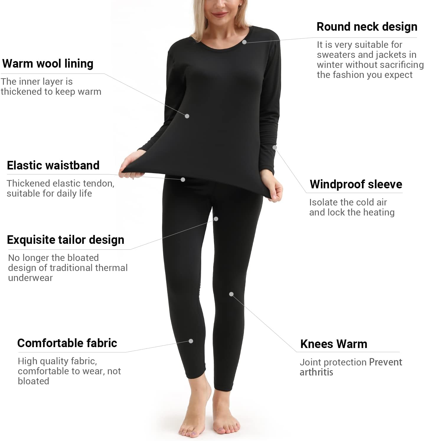 PISIQI Women's Thermal Underwear Set - Ultra-Soft Base Layer for Skiing, Winter Sports & Outdoor Activities