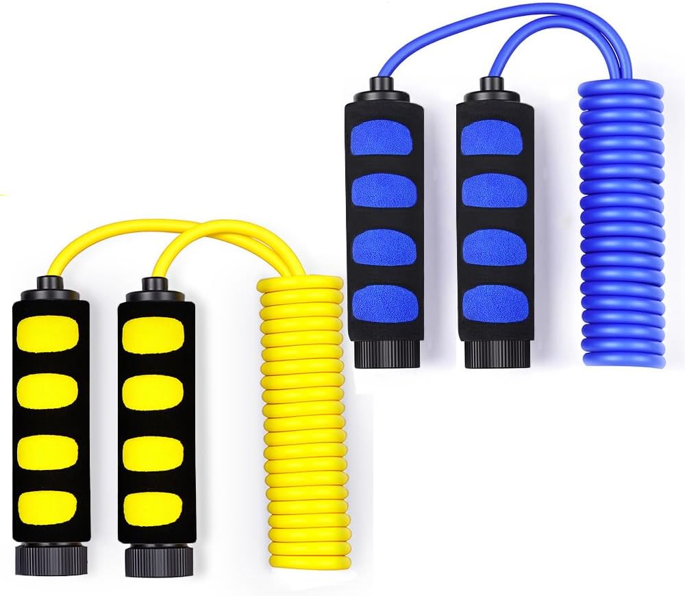 Ponydash Lightweight Adjustable Jump Ropes (2 Pack) - Durable Fitness-Speed Rope for Kids, Women, Men, Youth; Foam Grip Handles for Comfortable Workouts.
