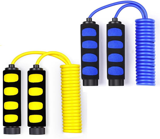 Ponydash Lightweight Adjustable Jump Ropes (2 Pack) - Durable Fitness-Speed Rope for Kids, Women, Men, Youth; Foam Grip Handles for Comfortable Workouts.