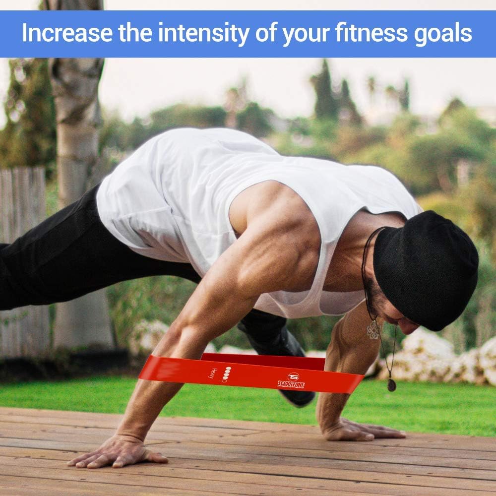 TechStone Resistance Band Set (5 Levels, Men/Women) - Ideal Home Gym Equipment for Workouts, Yoga. Includes Free Carry Bag.