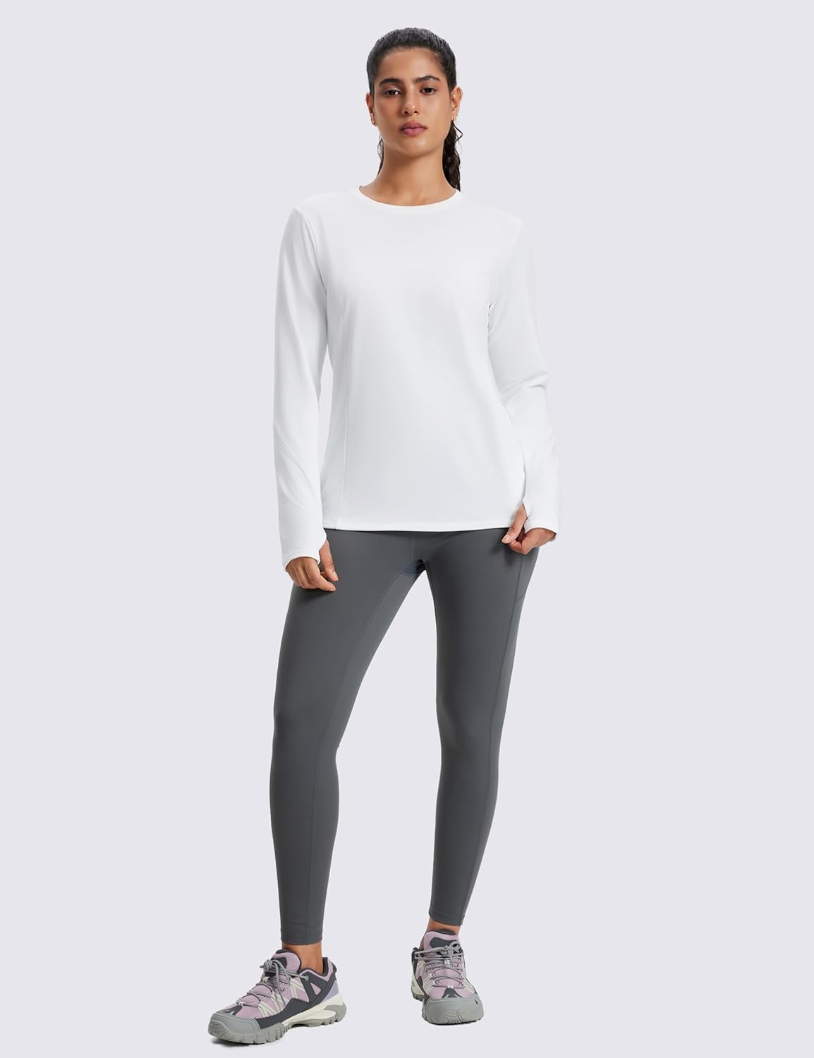 MAGCOMSEN Women's Thermal Long Sleeve Base Layer Top: Fleece-Lined, Warm, Athleticwear with Pocket - Ideal for Running & Winter Workouts.