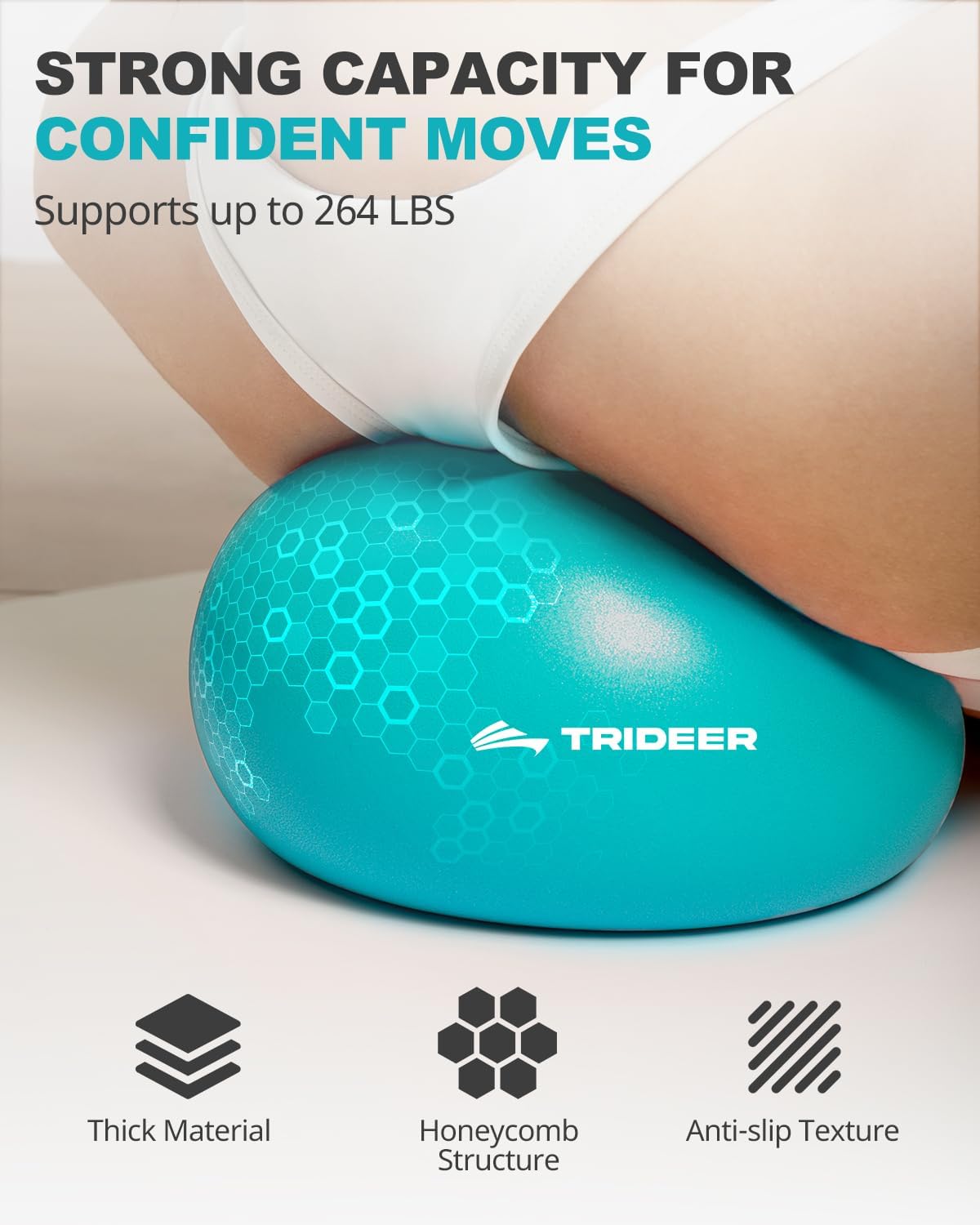 Trideer 9" Pilates Ball - Yoga, Core Training, Therapy w/ Inflation Straw. Enhances Balance, Stability, Flexibility. Ideal for Exercise & Stretching.