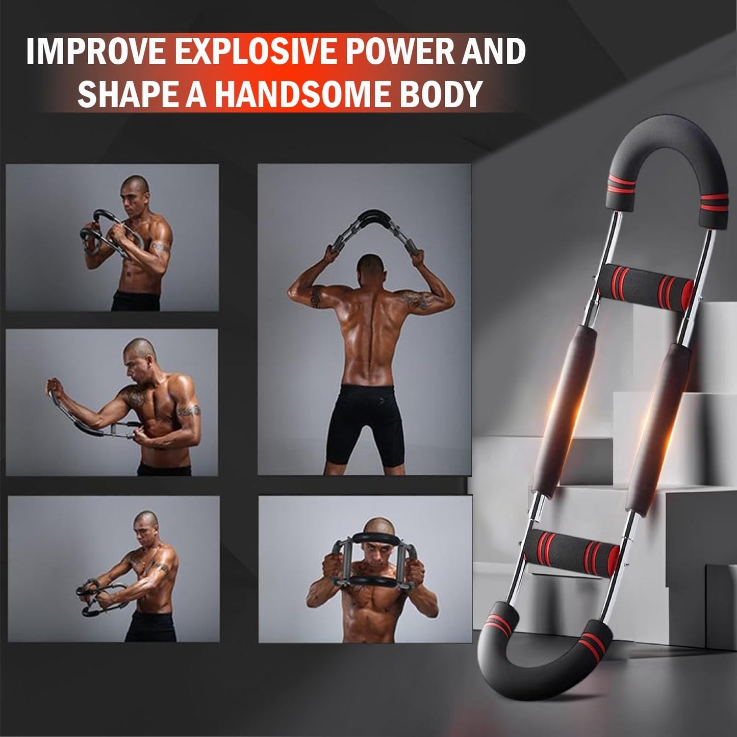 Newest Generation Twister Arm Trainer: Adjustable Power Spring Bar, Forearm & Triceps Exerciser for Home Fitness. Portable & Detachable."