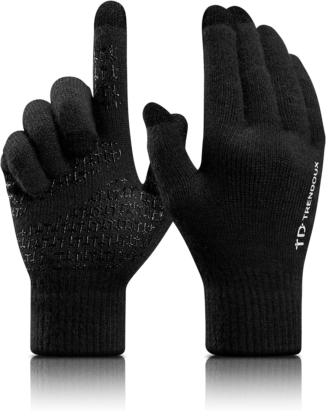 TRENDOUX Merino Wool Touchscreen Gloves: Unisex, Cold-Weather, Non-Slip, Elastic Cuff - for Men & Women