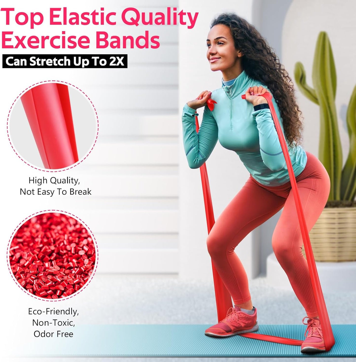 RENRANRING Exercise Bands - Resistance Band Set for Workouts, Physical Therapy, Stretching, Recovery, Pilates, Rehab, and Yoga. Ideal Starter Kit.