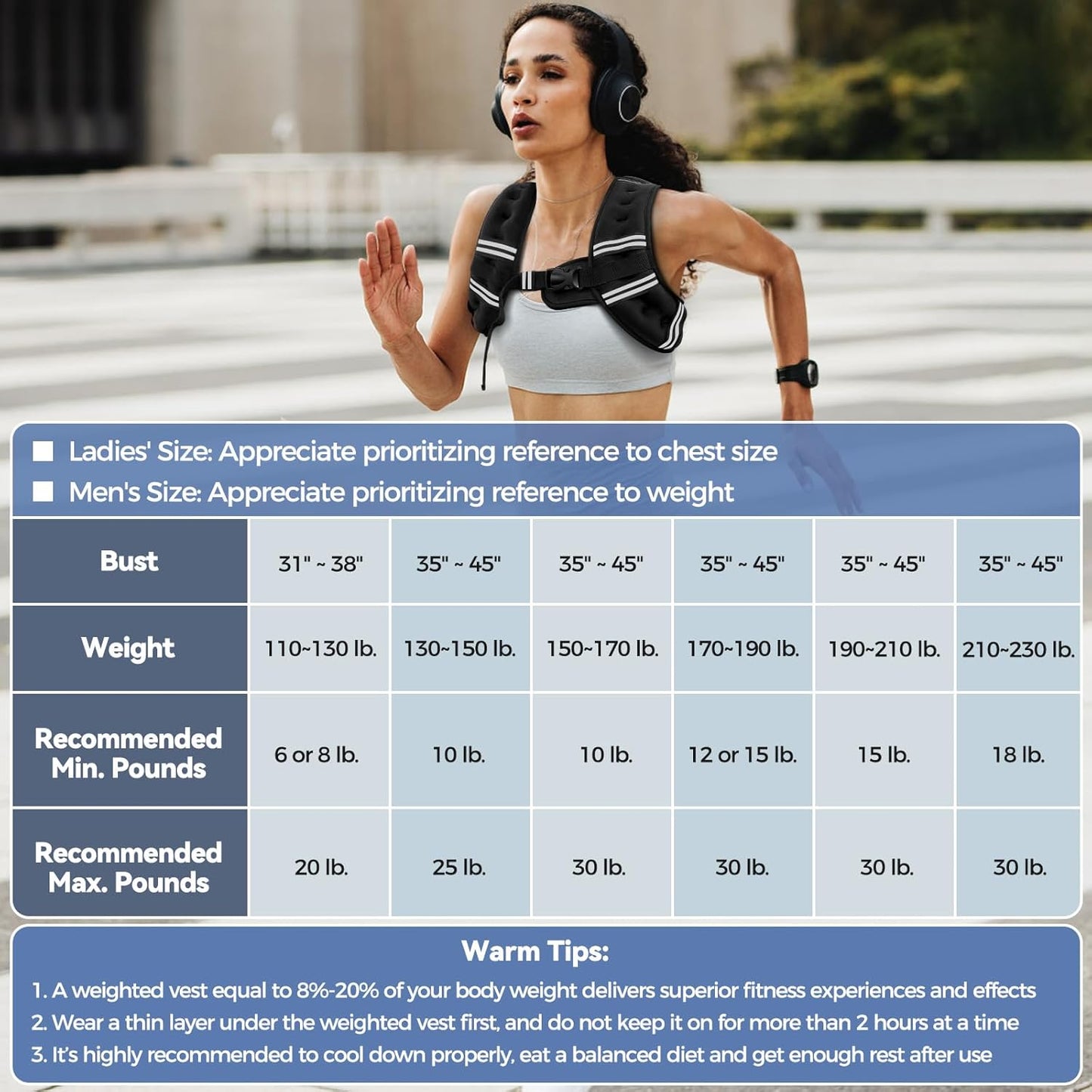 Weighted Vest for Women & Men with Reflective Stripe and Adjustable Buckle, Comfortable & Durable Rucking Vest for Walking, Running & Strength Training