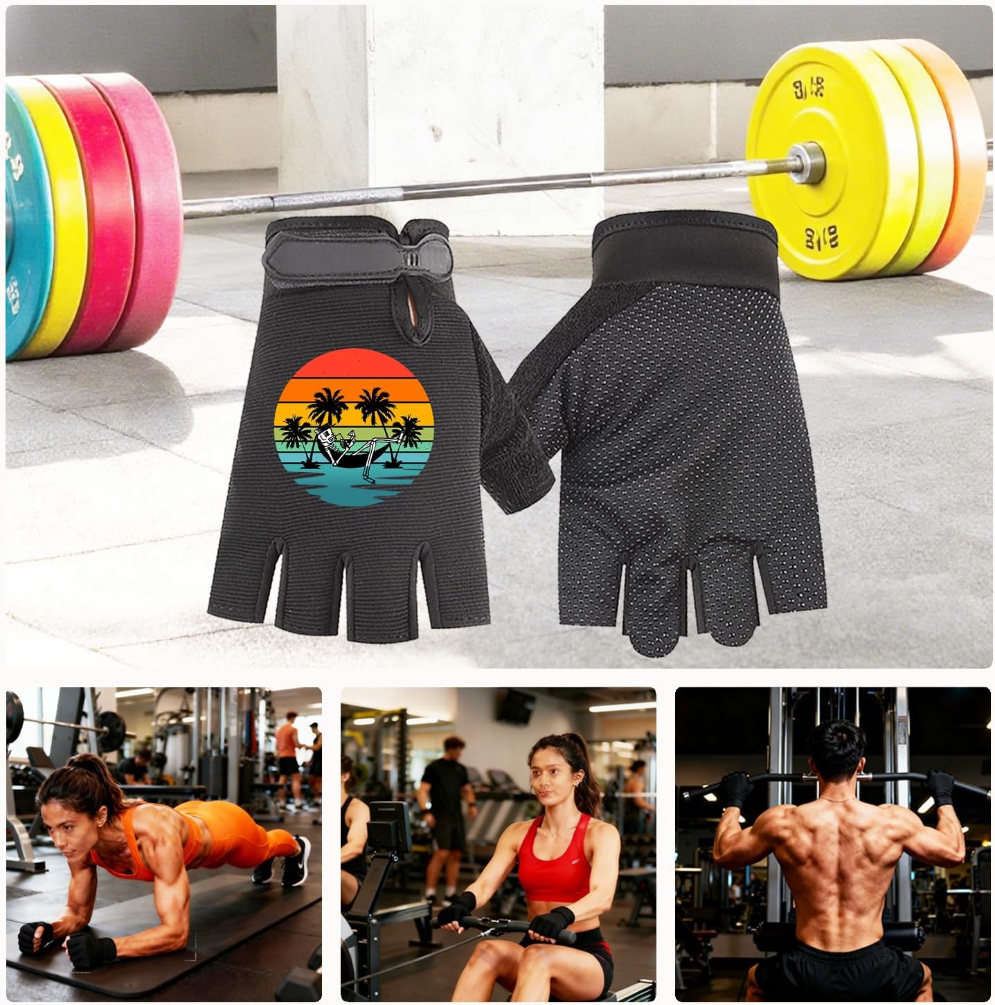 FOECBIR Workout Gloves for Men & Women, Half Finger Weight Lifting Gloves with Adjustable Wrist Road Sport Anti-Slip Gym Cycling Biking Breathable