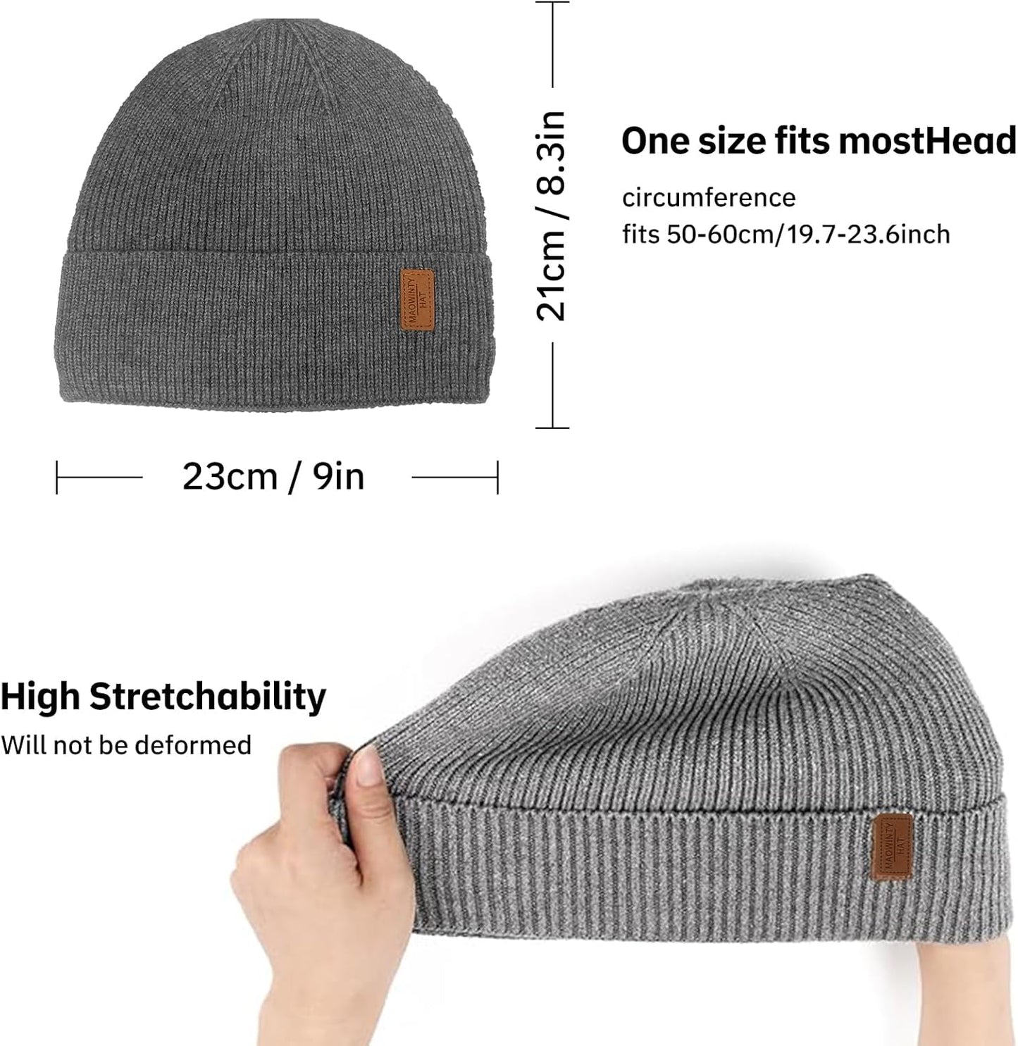 Unisex Fleece-Lined Knit Beanie: Cuffed Skull Cap for Winter Running, Cycling, Skiing - Men's & Women's Stocking Hat