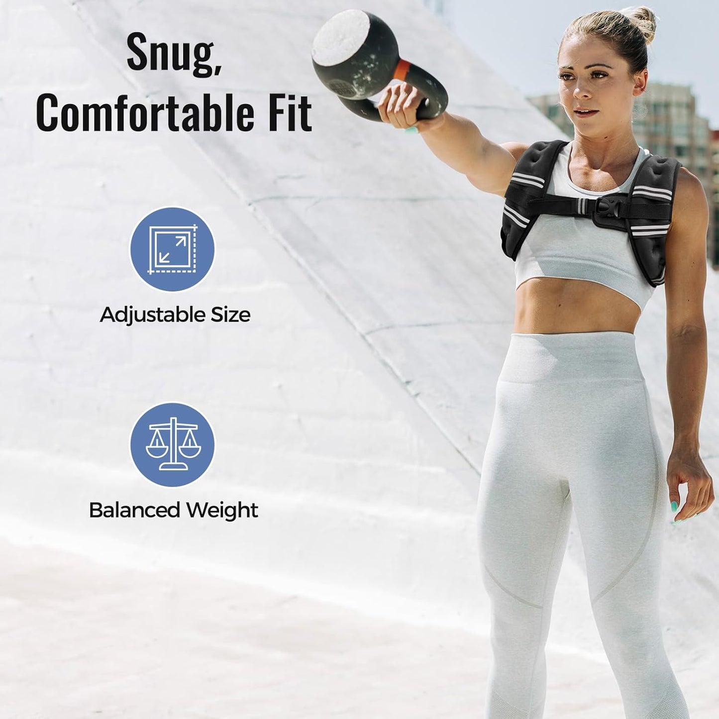 Weighted Vest for Women & Men with Reflective Stripe and Adjustable Buckle, Comfortable & Durable Rucking Vest for Walking, Running & Strength Training