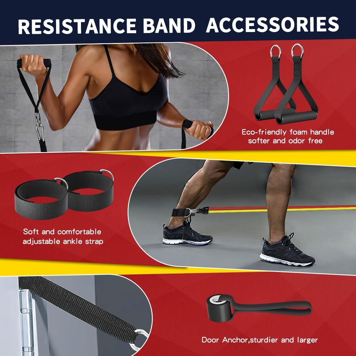WHATAFIT Resistance Bands - Workout Exercise Bands with Handles for Men & Women's Fitness, Strength Training Home Gym Equipment.