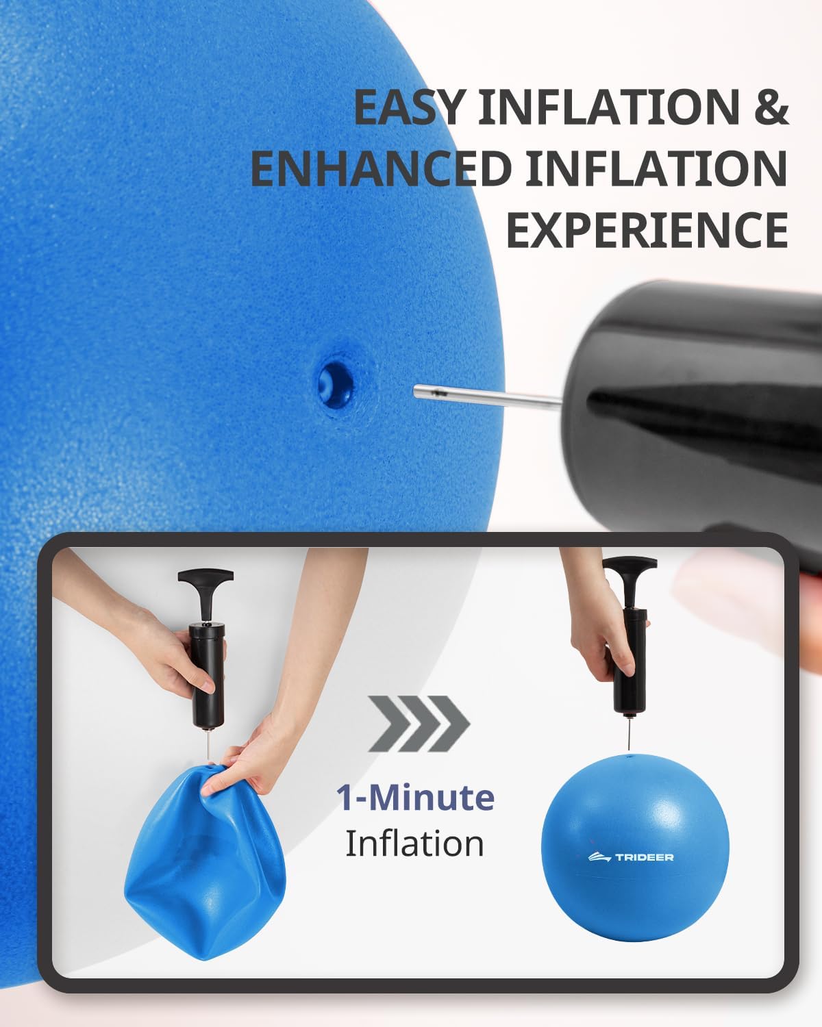 Trideer 7-8" Pilates Ball - Includes Pump. Ideal for Yoga, Barre, & Physical Therapy.