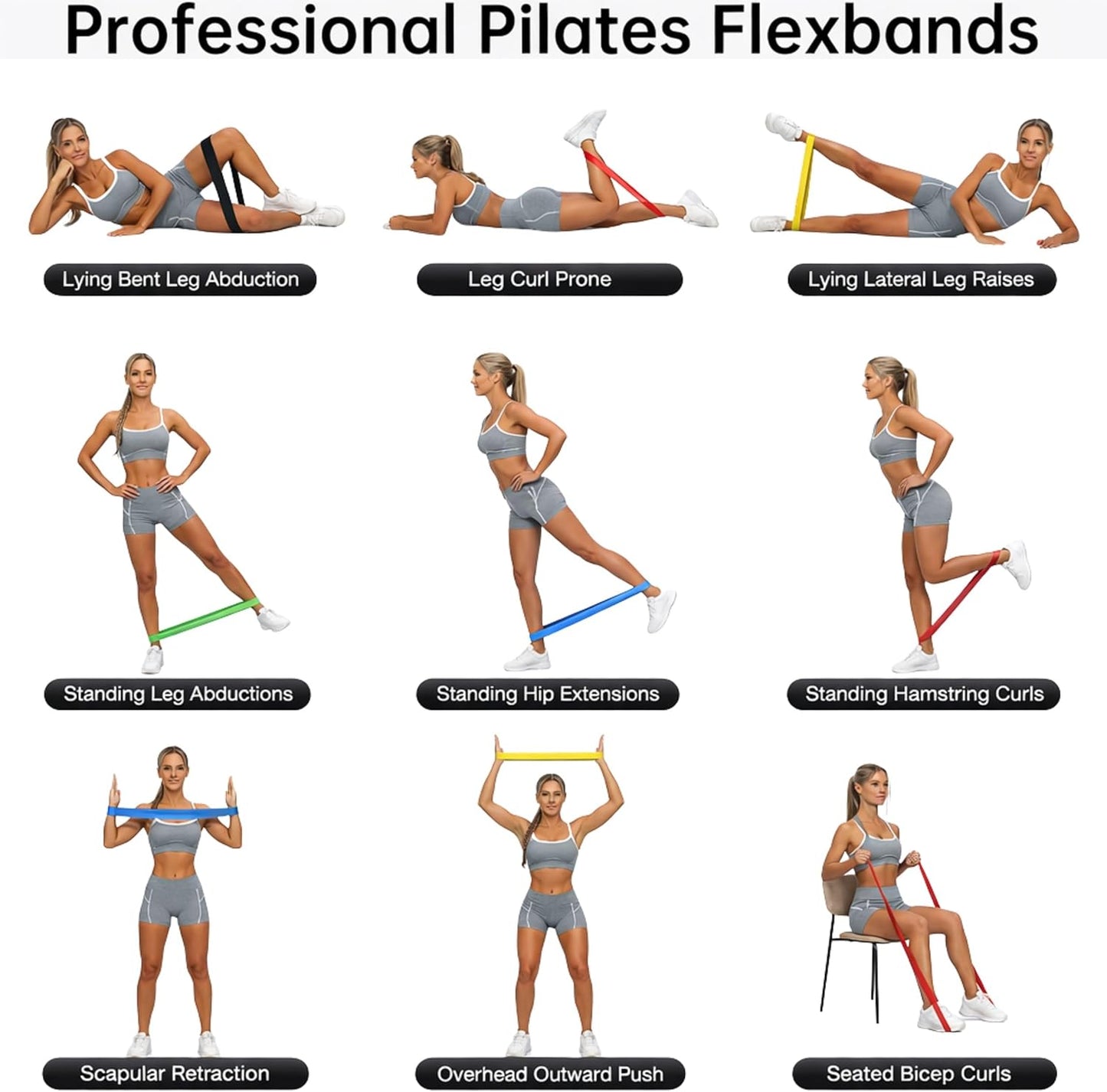 Limm's Fittest Pro Resistance Bands: Fabric Loops for Legs, Butt, Yoga, Pilates & Home Workouts. Improve Strength & Flexibility.