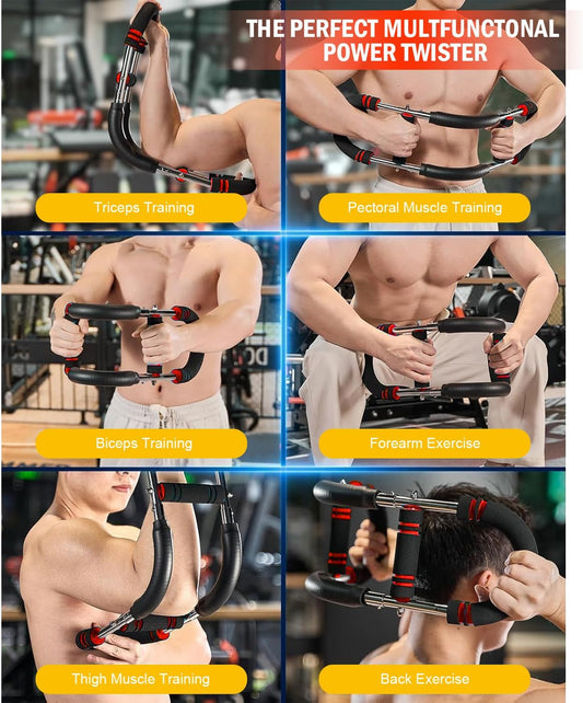 Newest Generation Twister Arm Trainer: Adjustable Power Spring Bar, Forearm & Triceps Exerciser for Home Fitness. Portable & Detachable."