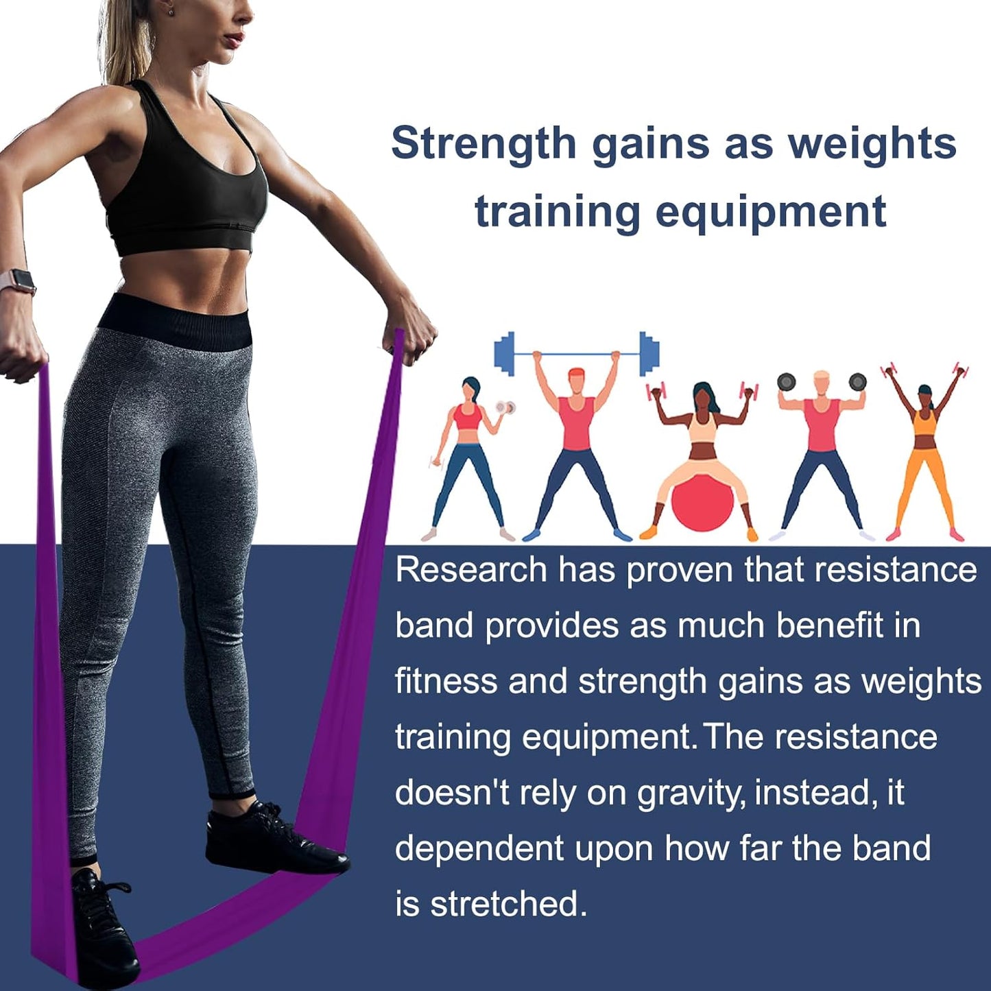 A AZURELIFE Resistance Bands,Professional Long Non-Latex Elastic Stretch Bands,Exercise Bands for Physical Therapy, Yoga, Pilates, Rehab, at-Home or The Gym Workouts, Strength Training