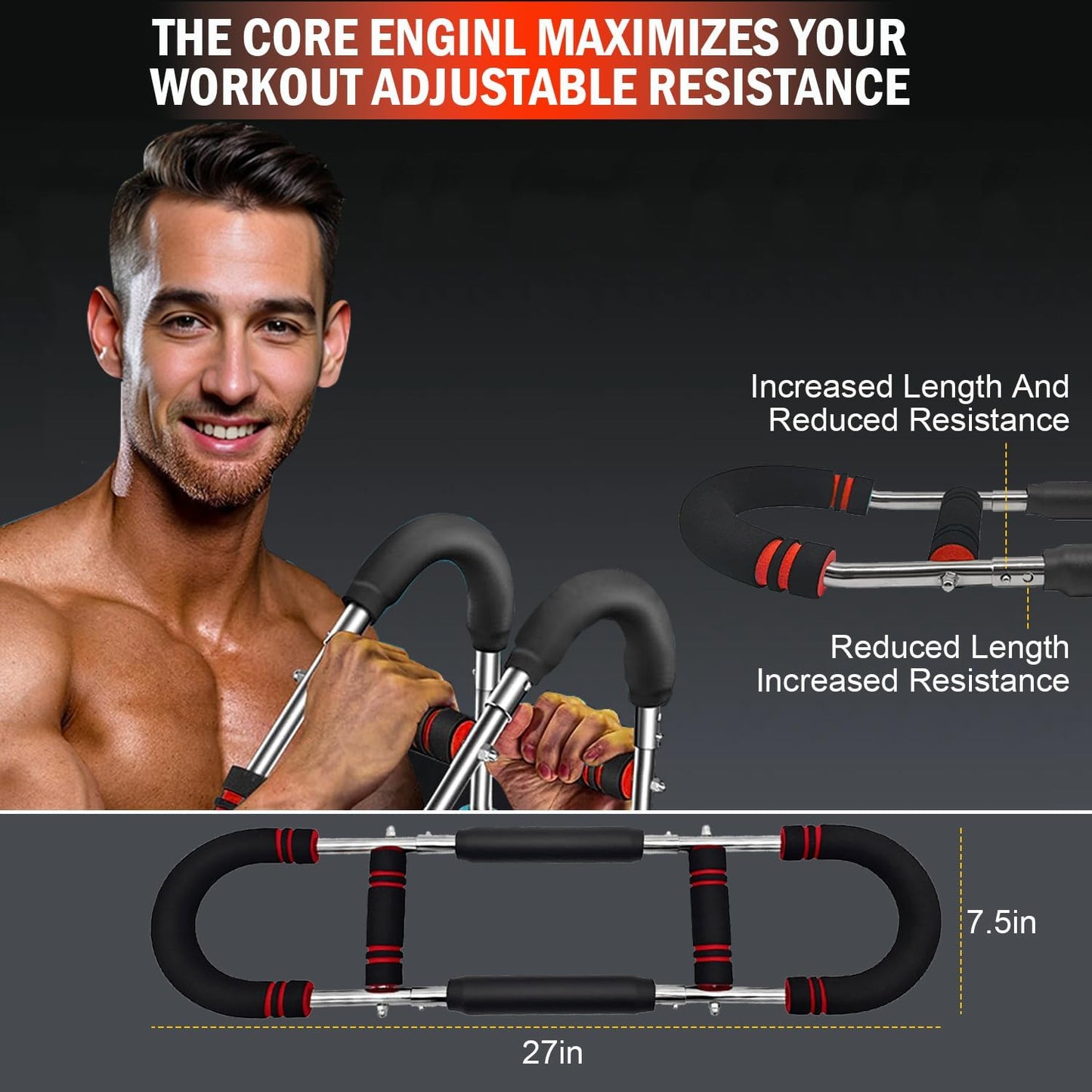 Newest Generation Twister Arm Trainer: Adjustable Power Spring Bar, Forearm & Triceps Exerciser for Home Fitness. Portable & Detachable."