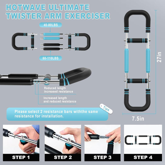 HOTWAVE Twister Arm Trainer, Chest Workout Equipment Exerciser for Men, Adjustable Arm and Chest Twister Trainer for Women - Portable Home Strength Training Fitness Equipment for Upper Body Muscle