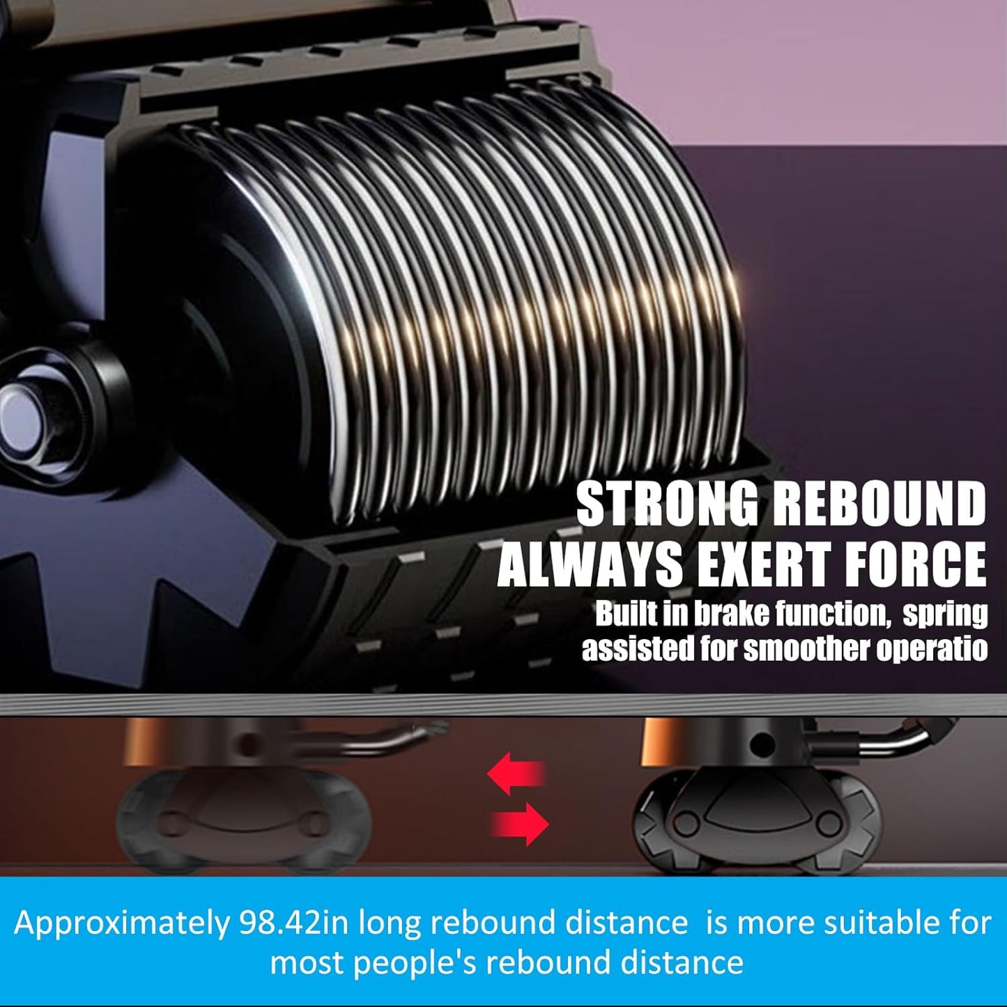 Uota Elbow Support Automatic Rebound Abdominal Wheel，Ab Roller for Abdominal Exercise Machine，Abs Workout Equipment，Dolly Core Strengthening Trainer Fitness Belly Training