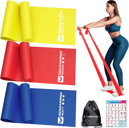 RENRANRING Exercise Bands - Resistance Band Set for Workouts, Physical Therapy, Stretching, Recovery, Pilates, Rehab, and Yoga. Ideal Starter Kit.