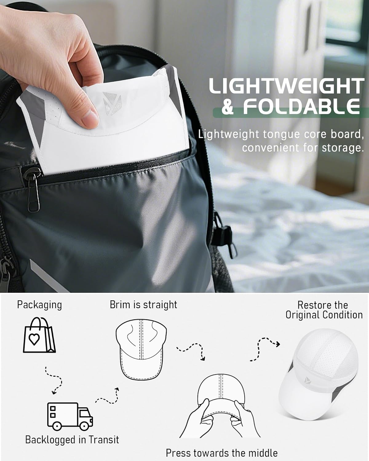 Men's & Women's Quick-Dry Lightweight Running Cap: UPF 50+, Reflective, Breathable for Sports.