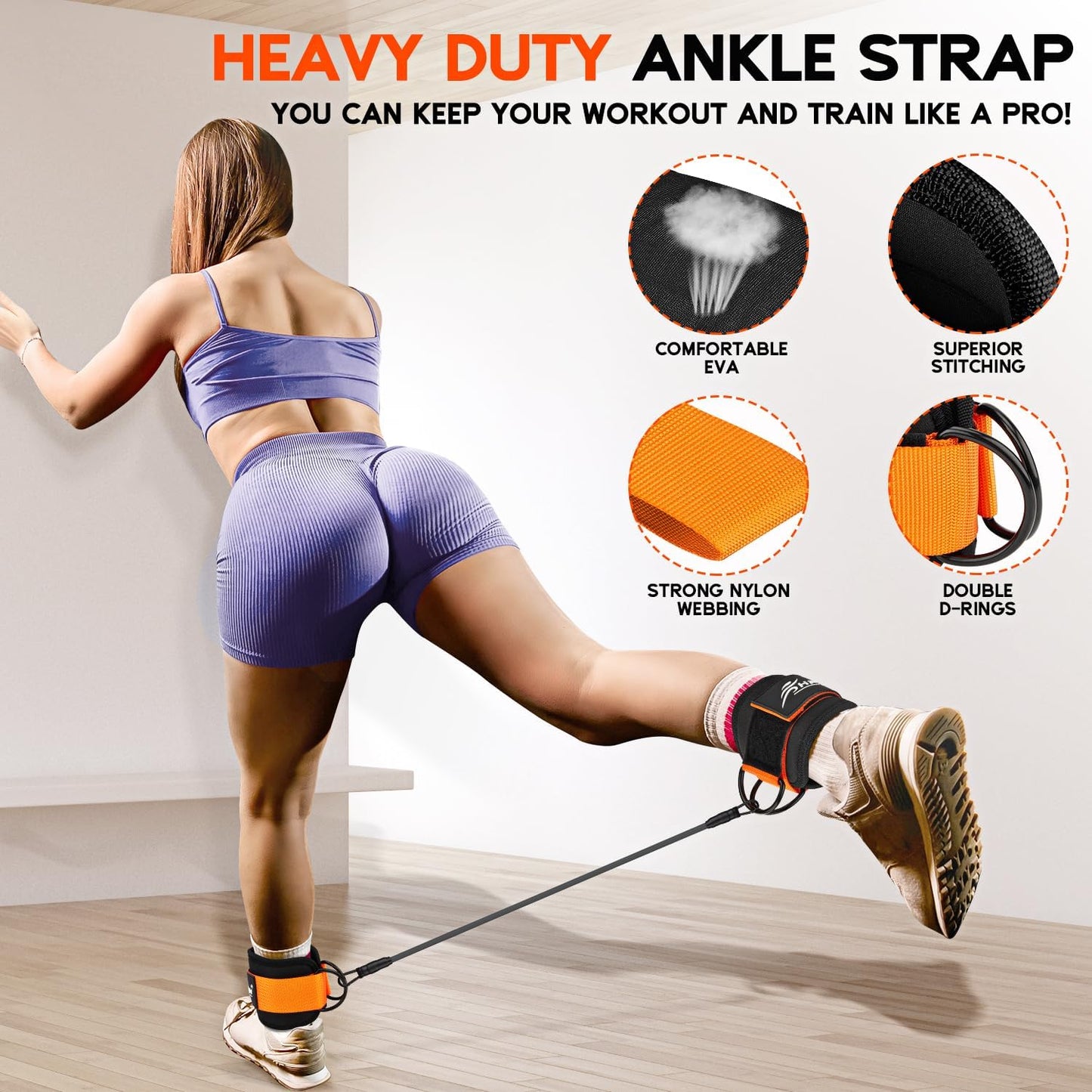 HPYGN Ankle Resistance Bands, Ankle Bands for Working Out with Cuffs, Resistance Bands for Leg Butt Training Workout Equipment for Kickbacks Hip Gluteus Training, Ankle Strap with Exercise Bands