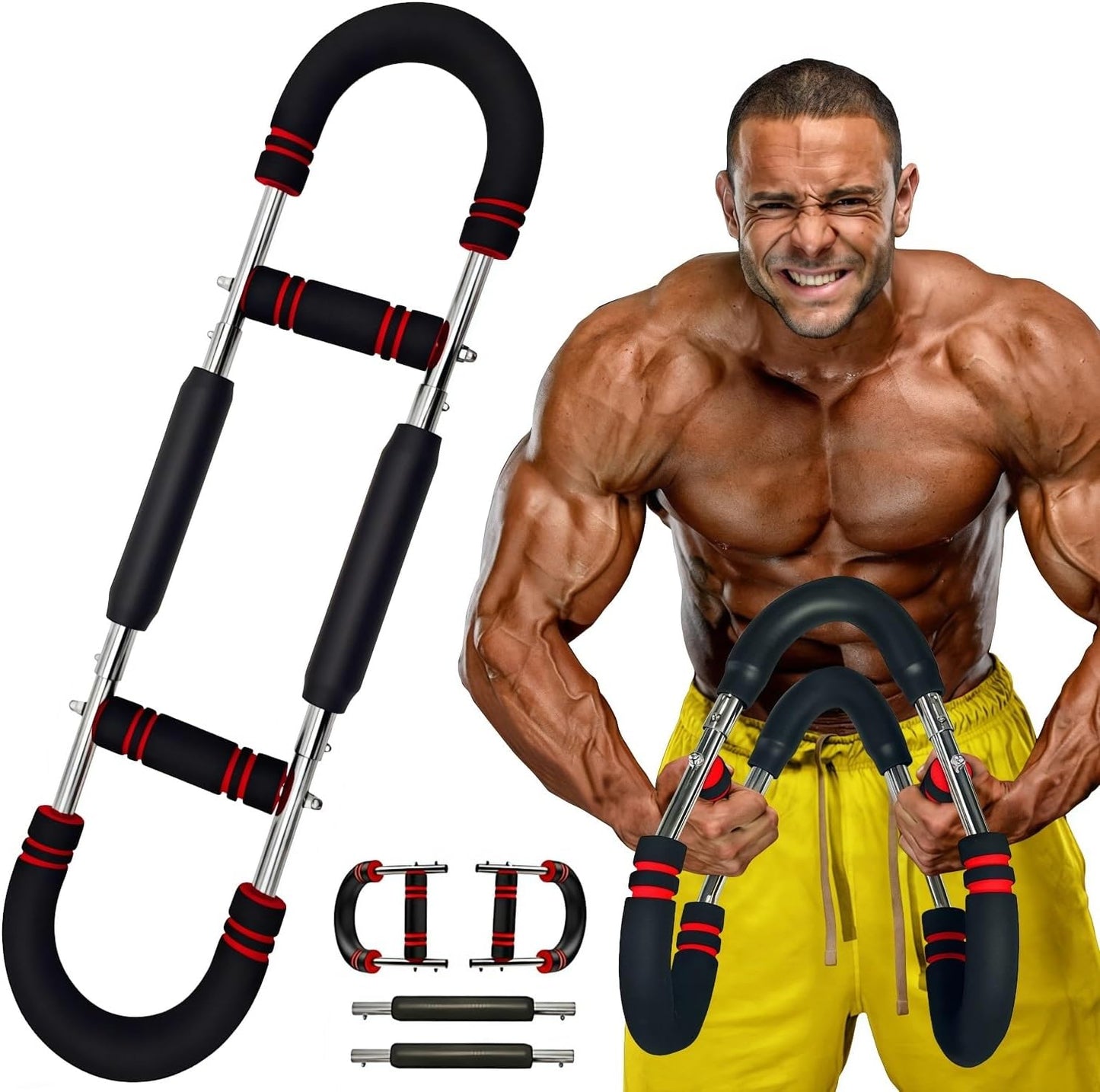 Newest Generation Twister Arm Trainer: Adjustable Power Spring Bar, Forearm & Triceps Exerciser for Home Fitness. Portable & Detachable."