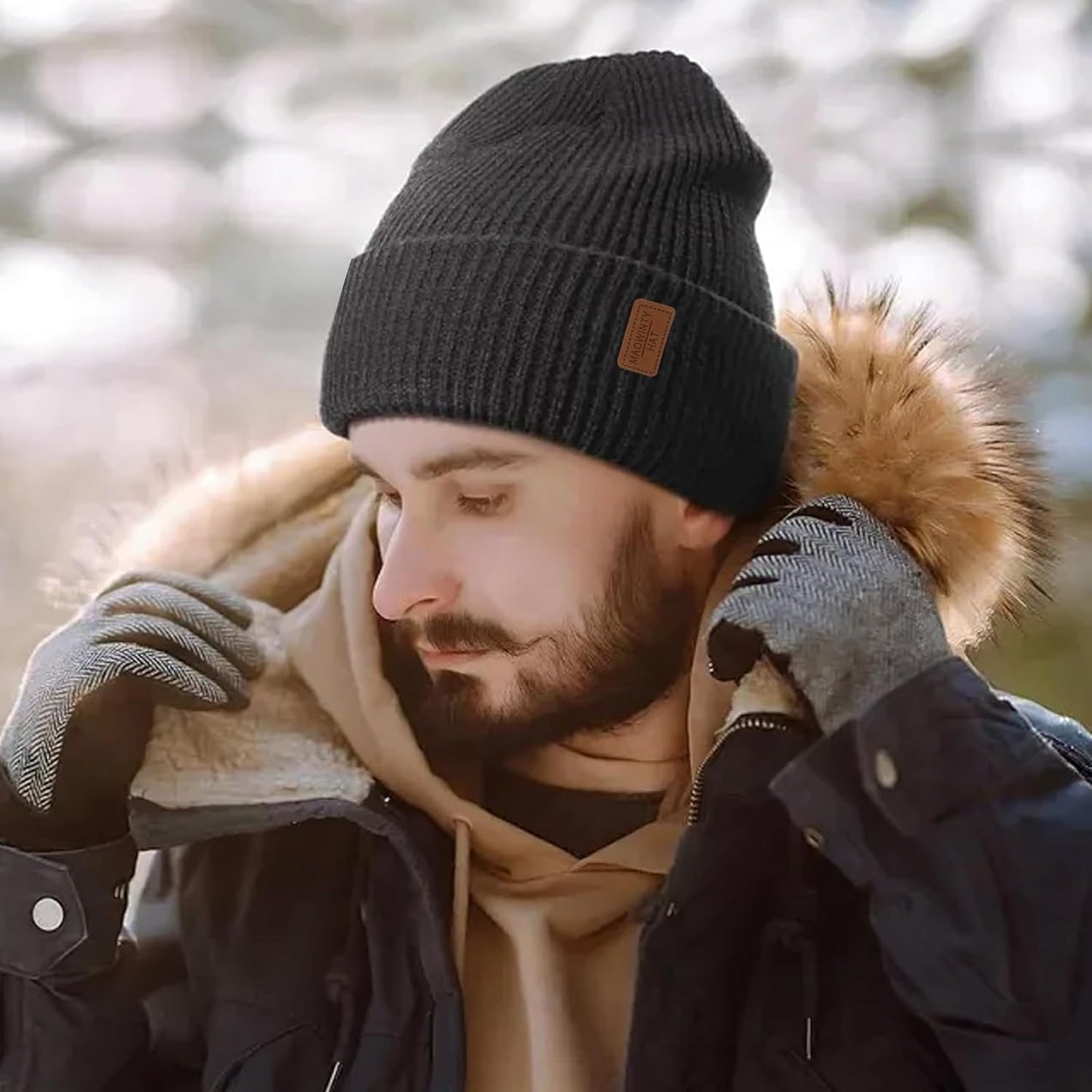 Unisex Fleece-Lined Knit Beanie: Cuffed Skull Cap for Winter Running, Cycling, Skiing - Men's & Women's Stocking Hat