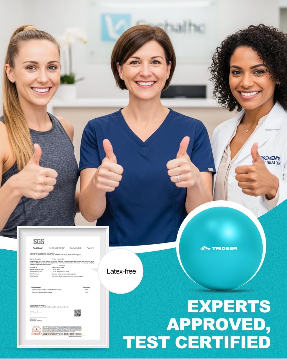 Trideer 9" Pilates Ball - Yoga, Core Training, Therapy w/ Inflation Straw. Enhances Balance, Stability, Flexibility. Ideal for Exercise & Stretching.