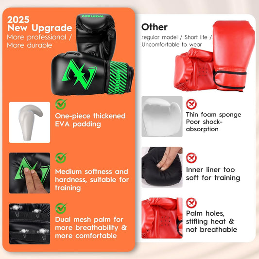 Youth Boxing Gloves for Ages 3-12: 6 oz Sparring Gloves for Punching Bags & Focus Pads. High-Quality Leather, Ventilated Mesh. Ideal for MMA, Muay Thai, & Kickboxing.