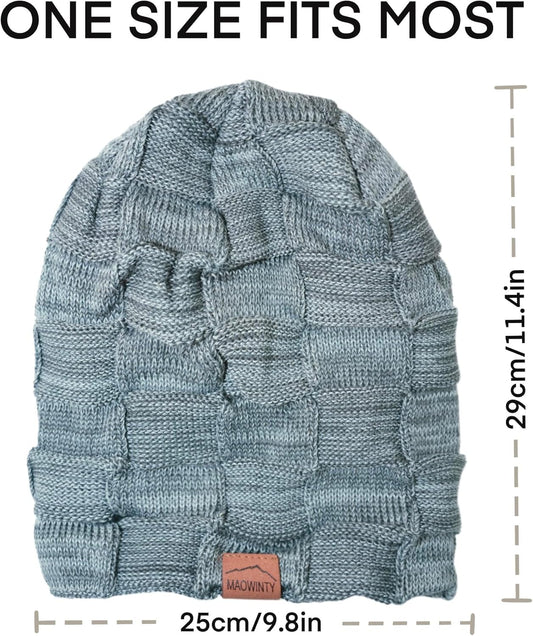 Men's & Women's Fleece-Lined Knit Beanie | Cuffed Skull Cap for Running, Cycling, Skiing - Warm Stocking Hat