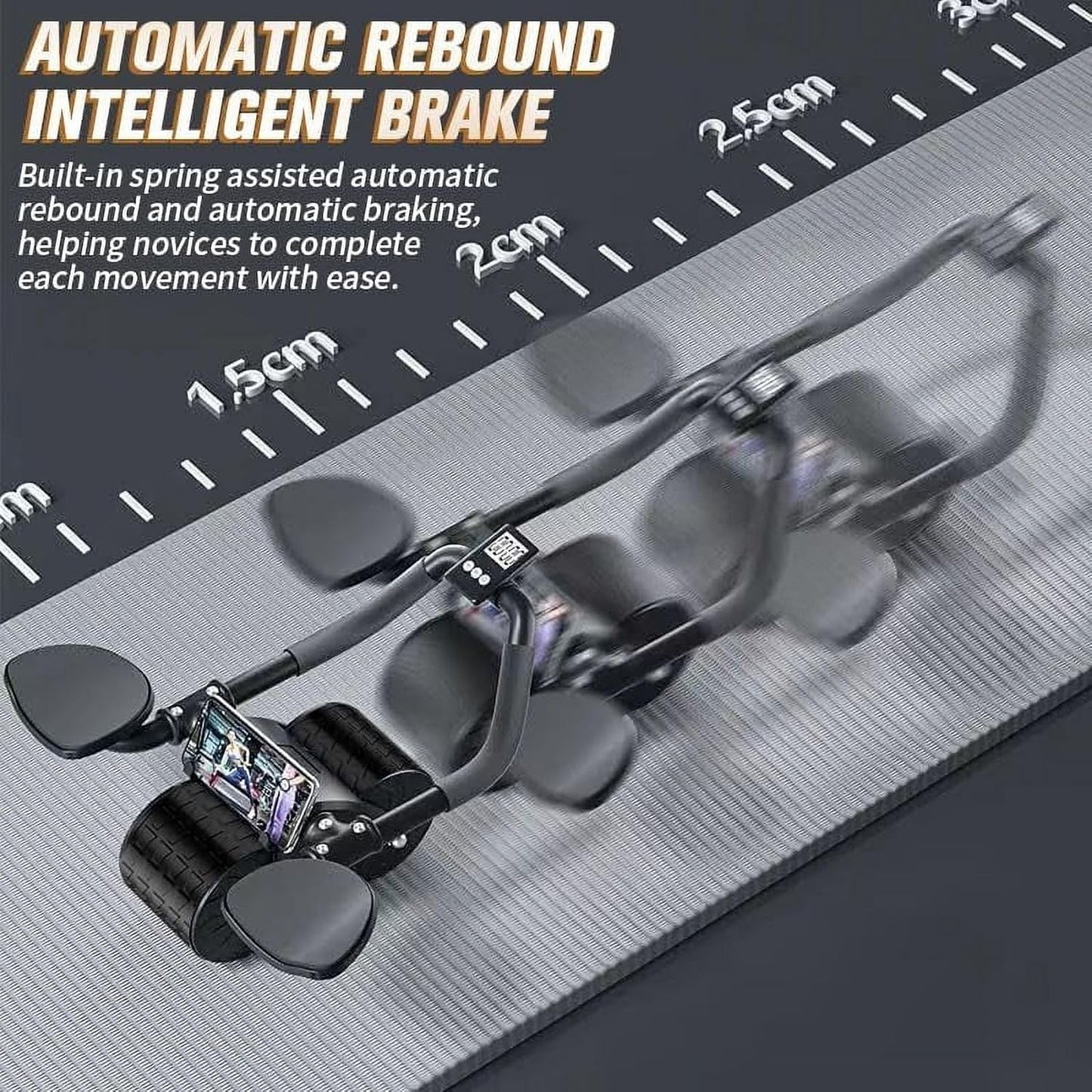 Ab Roller Wheel by Tixahi: Auto-Rebound w/ Timer & Knee Mat. Improve Core Strength - Home Gym Exercise for Men & Women.