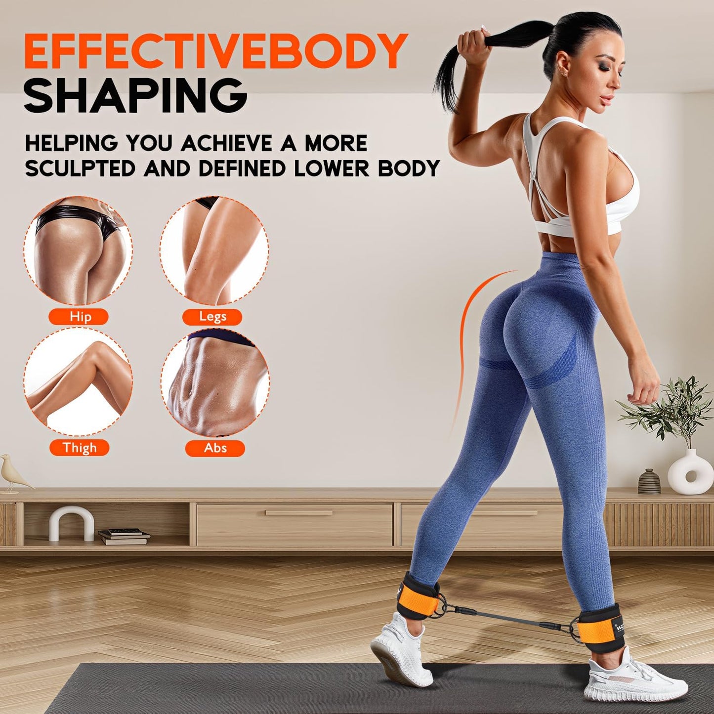 HPYGN Ankle Resistance Bands, Ankle Bands for Working Out with Cuffs, Resistance Bands for Leg Butt Training Workout Equipment for Kickbacks Hip Gluteus Training, Ankle Strap with Exercise Bands