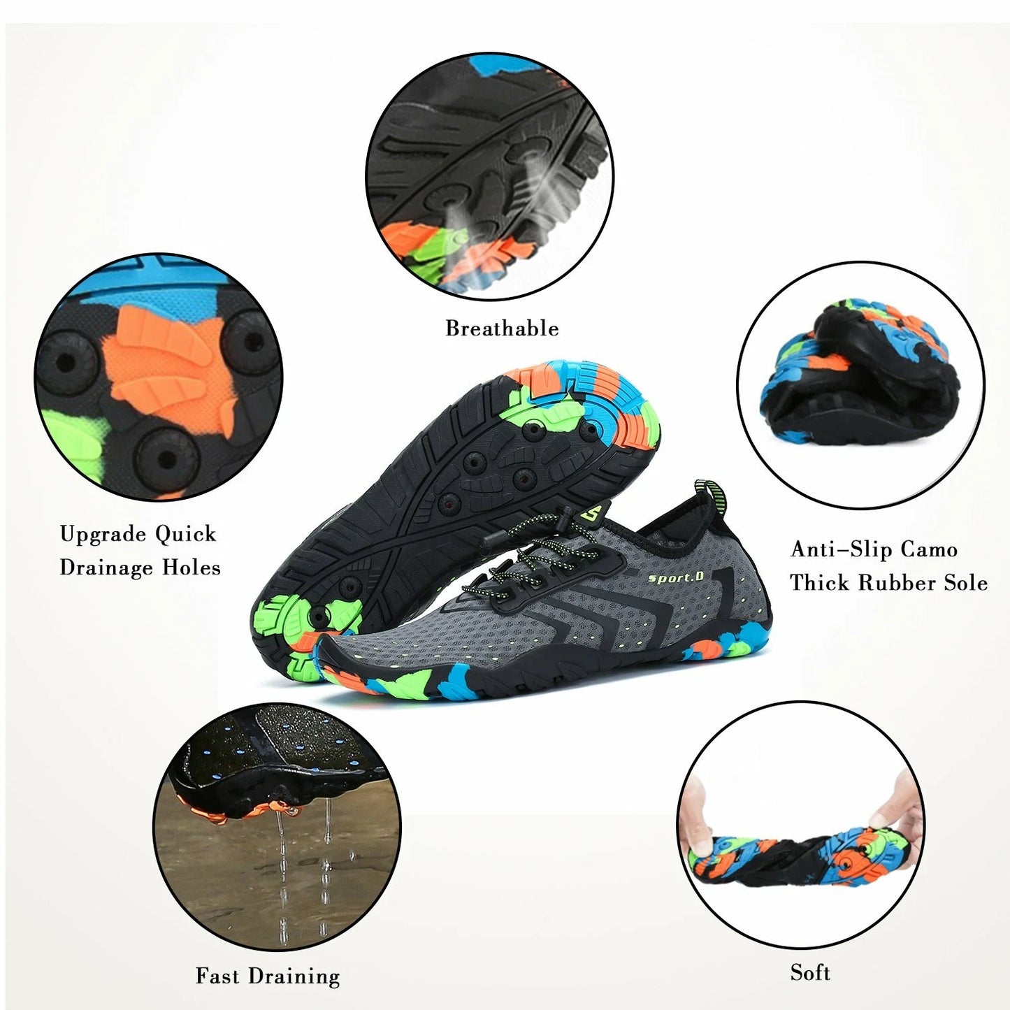 Water Shoes Quick Dry Barefoot for Swim Diving Surf Aqua Sport Beach Vacation