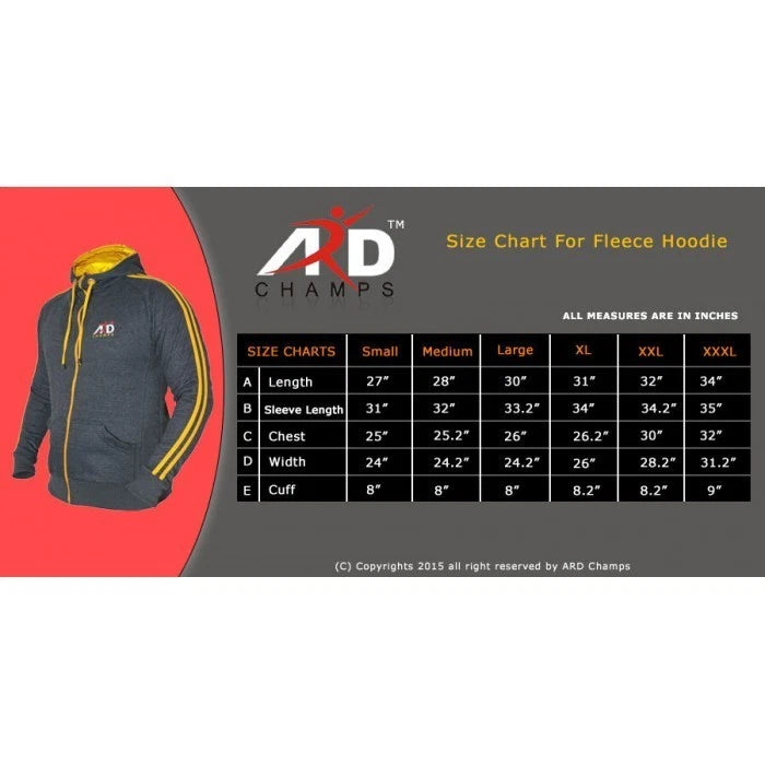 ARD CHAMPS Men's MMA Gym Zip Hoodie - Training, Boxing & Running Sweatshirt