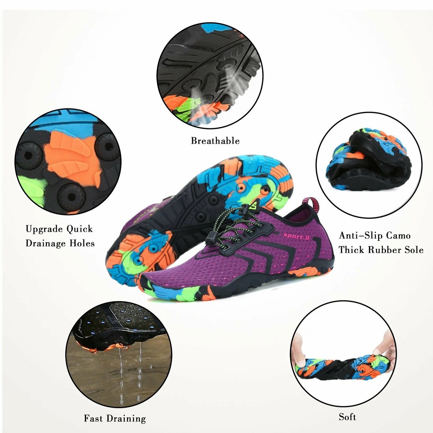 Water Shoes Quick Dry Barefoot for Swim Diving Surf Aqua Sport Beach Vacation