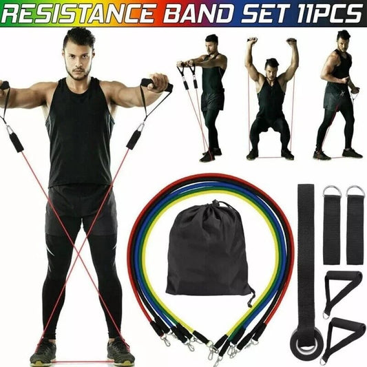 200 Characters: 11-Piece Resistance Band Set for Yoga, Pilates, Abs & Full Body Workouts