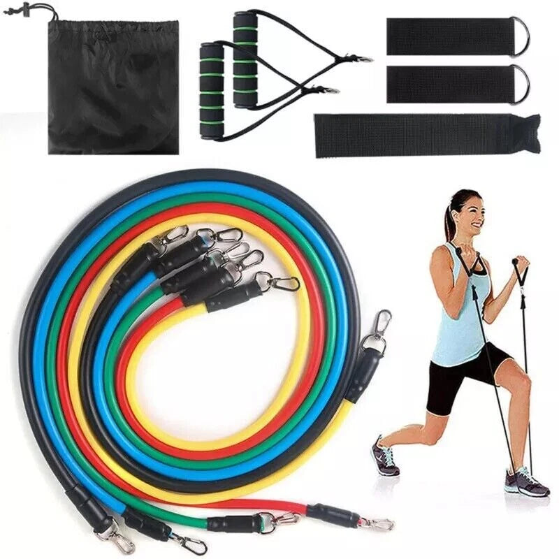 200 Characters: 11-Piece Resistance Band Set for Yoga, Pilates, Abs & Full Body Workouts