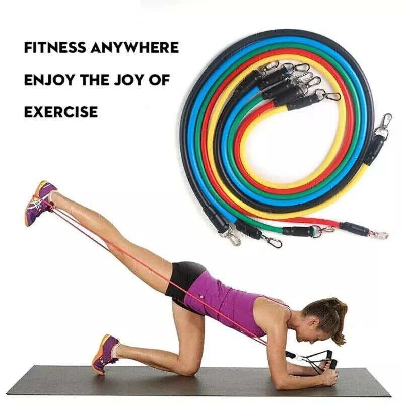 200 Characters: 11-Piece Resistance Band Set for Yoga, Pilates, Abs & Full Body Workouts