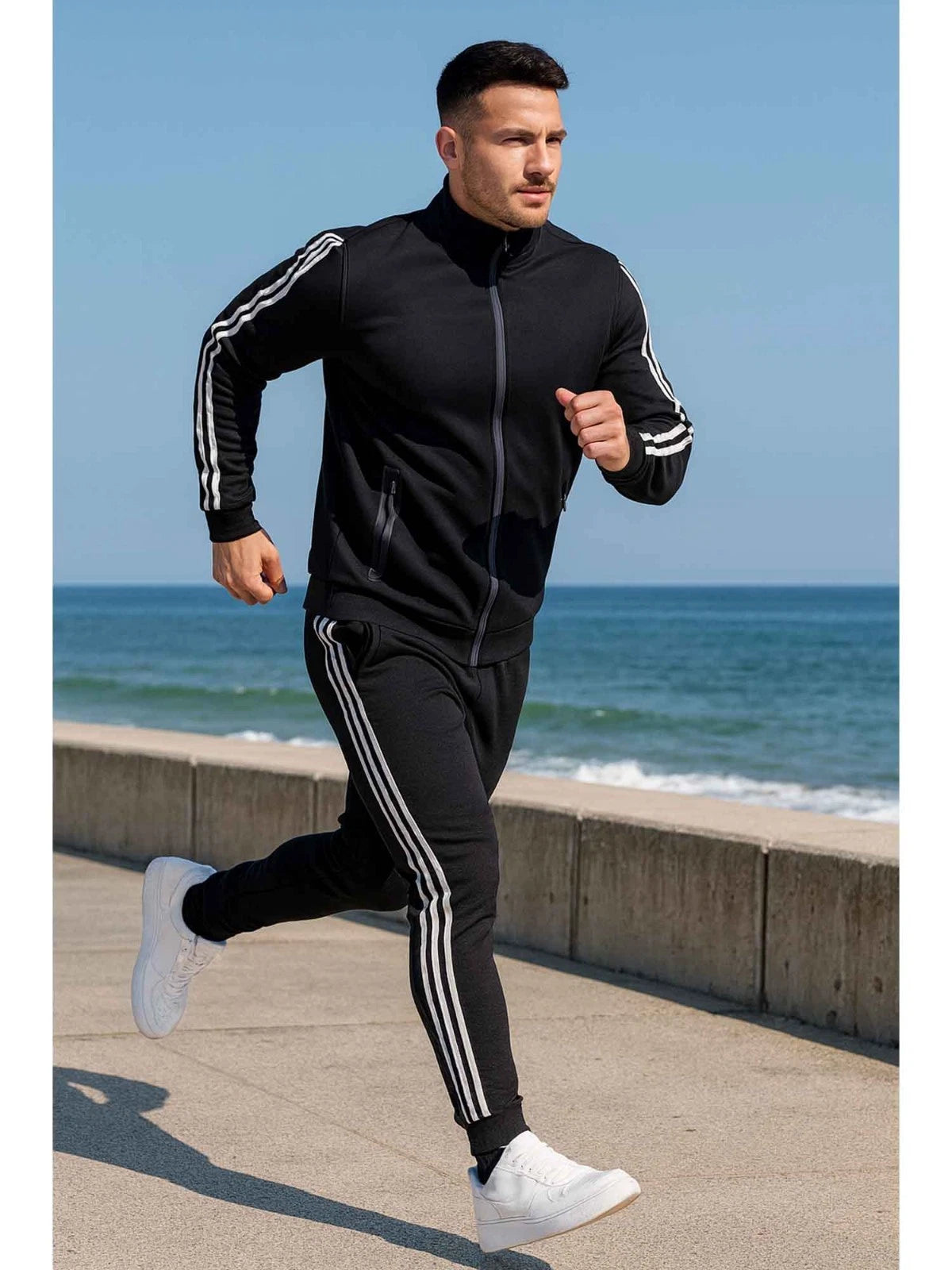 Men's Athletic Tech Fleece Tracksuit - 2-Piece Hoodie & Jogger Set (S-3XL)